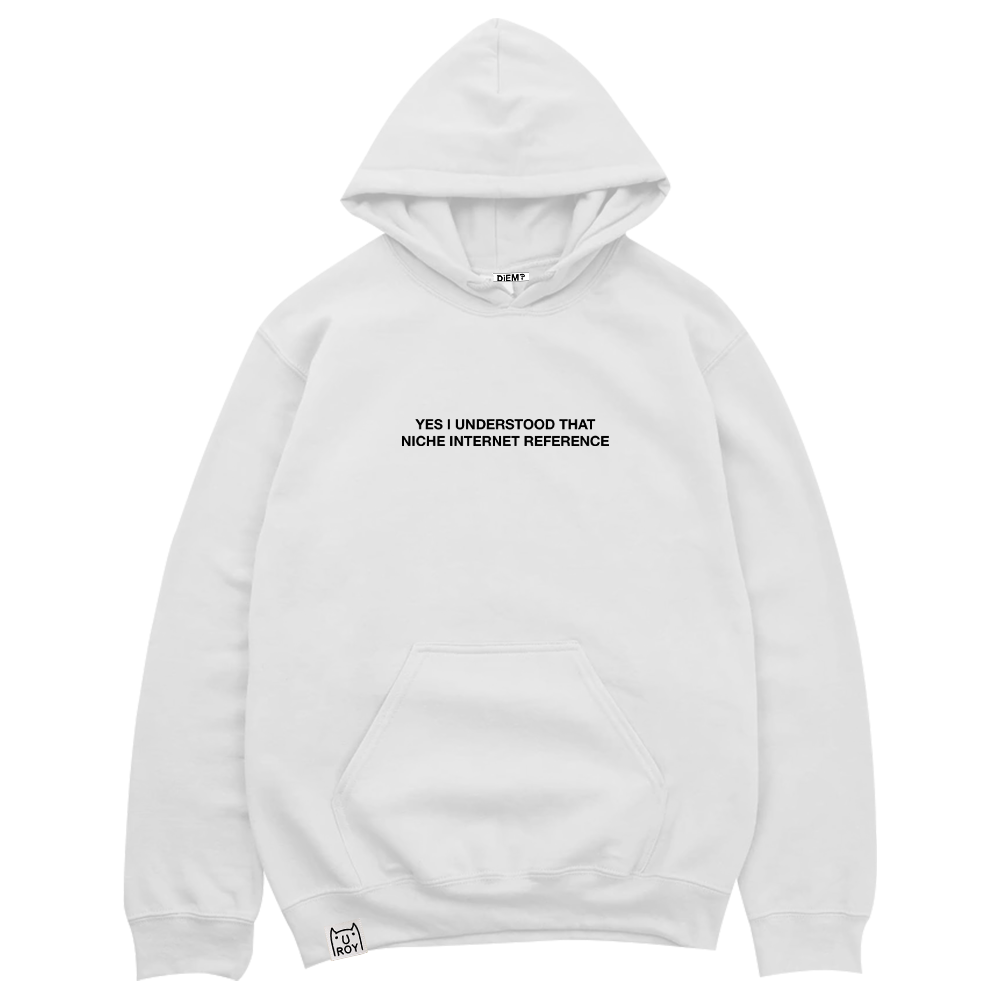 "Yes I understood that niche internet reference" Hoodie (White)