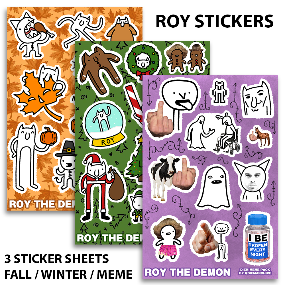 Roy Stickers ( 3 pack ) [ Meme , Christmas , Fall ]